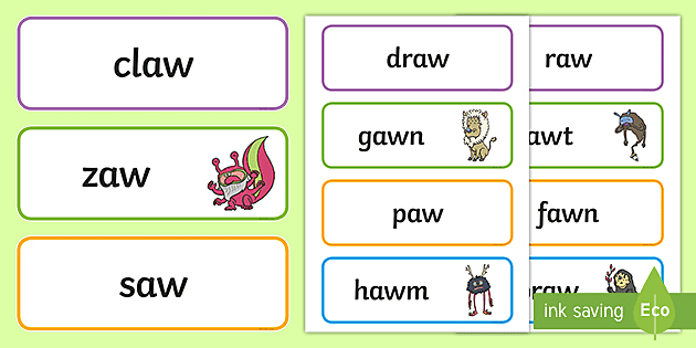 Phase 5 Aw Sound Words Flashcards Real And Nonsense Words