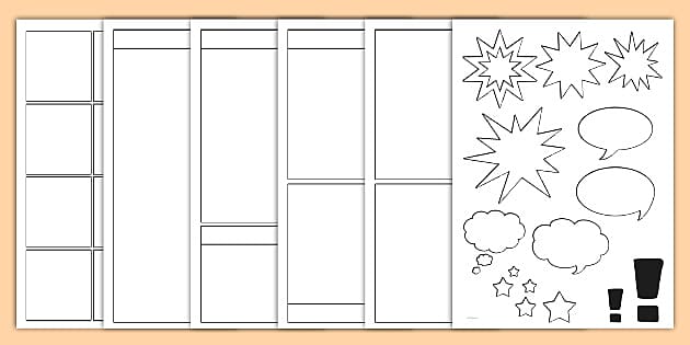 Manga Blank Drawing Templates: Ten Different Template Layouts; Single-Sided  Drawing Comic Panel Pages