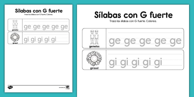 Actividad: Sílabas iniciales con G fuerte (teacher made)
