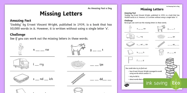 words with missing letters puzzle worksheet teacher made