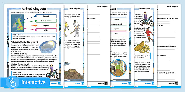 Interactive PDF: United Kingdom Differentiation Reading Comprehension ...