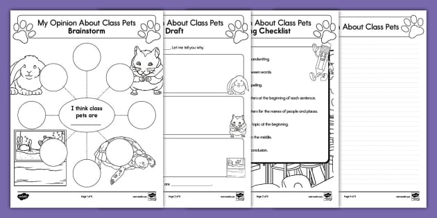 First Grade My Opinion About Class Pets Writing Prompt
