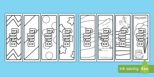 FREE! - Billy Name Simple Colouring Bookmarks - Twinkl