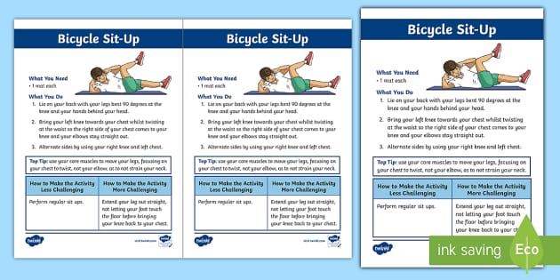 Bicycle Sit Up Circuit Card Pupil Knowledge Sheet Twinkl