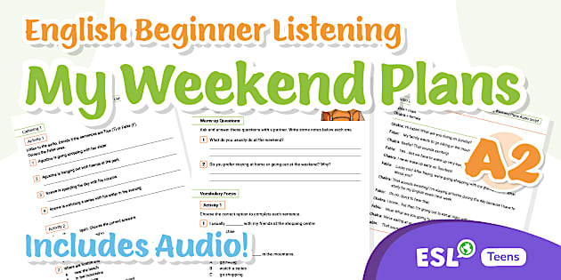 ESL Beginner Listening: My Weekend Plans [Teens, A2]
