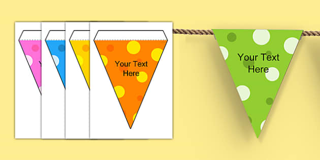  Printable Bunting Template Editable Polka Dot Design