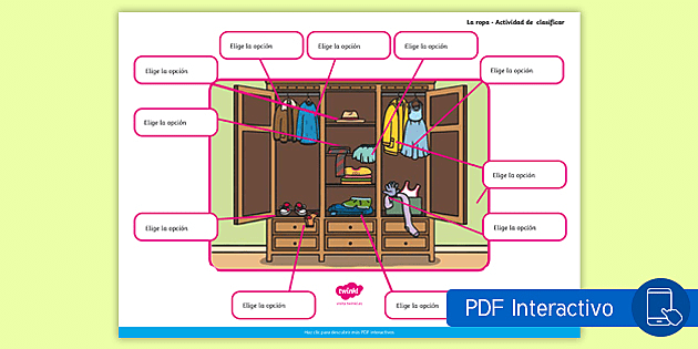 PDF interactivo: Clasificar la ropa (Teacher-Made) - Twinkl