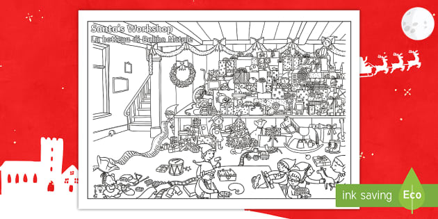 Crazy Christmas Colouring Activity English/Italian - Twinkl