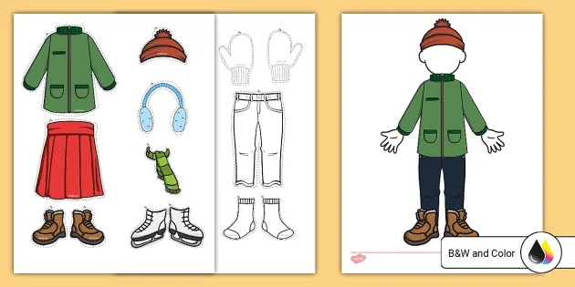 Paper Doll Winter, Cut and Paste Activity