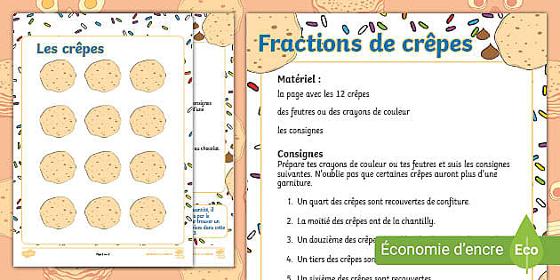 Fractions avec des crêpes de la Chandeleur (teacher made)