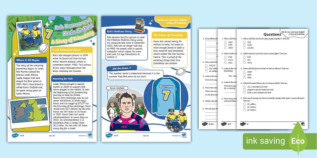 FREE KS1 Rob Burrow and Kevin Sinfield Comprehension Activity