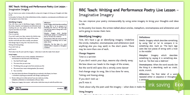 Free Bbc Teach Writing And Performance Poetry Live Lesson Poetic 