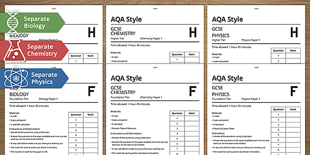 AQA GCSE Separate Science Paper Exam Pack Beyond