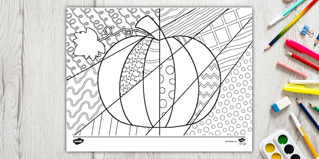 Pumpkin Pop Art Colouring Activity (teacher made) - Twinkl