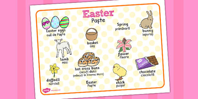 Easter Word Mat Romanian Translation - Twinkl