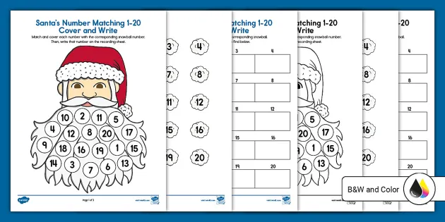 Snowflake Mini Eraser Counting 1-20 Task Cards (Winter Math Center)