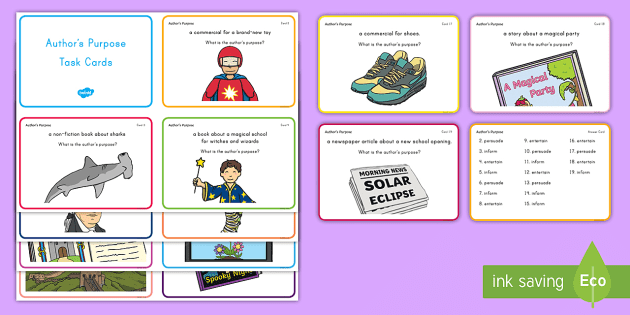 Author's Purpose ~ Interactive PPT game with 36 questions, grades 2-4