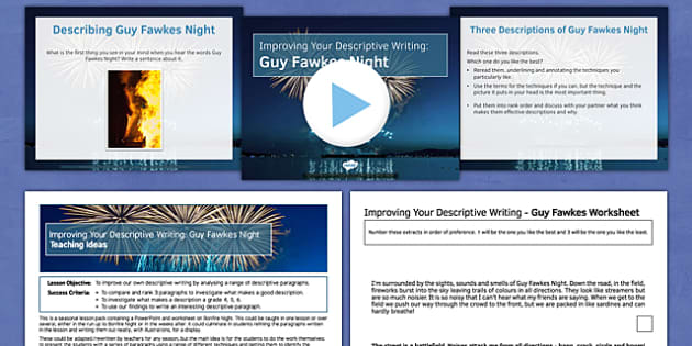 GCSE Guy Fawkes Night Descriptive Writing Lesson Pack