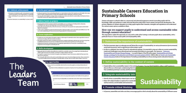 Sustainable Careers Education In Primary Schools - SLT