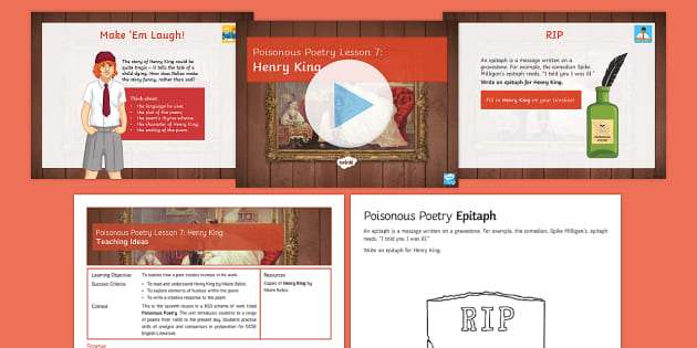 Poisonous Poetry Lesson 7: Henry King (teacher Made)