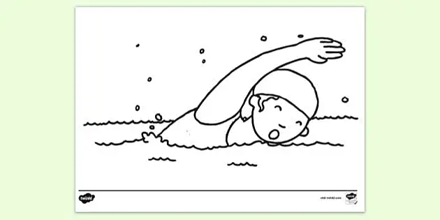 Child Swimming Colouring Colouring Sheet Teacher Made