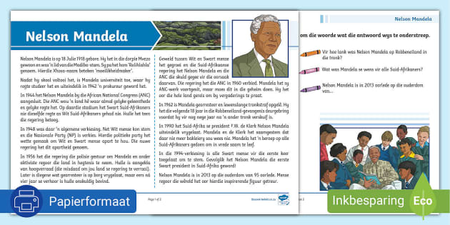 Nelson Mandela Vind Bewyse In Die Teks Aktiwiteit