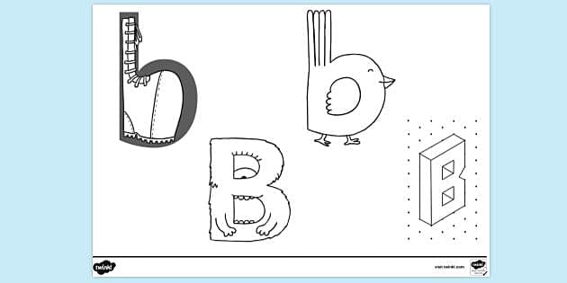 FREE! - Letter B Colouring Page Sheets Drawing Outline Parents