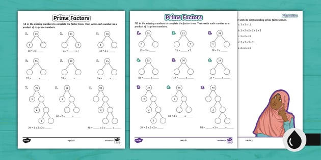 Prime Factors Activity Sheet (teacher made) - Twinkl