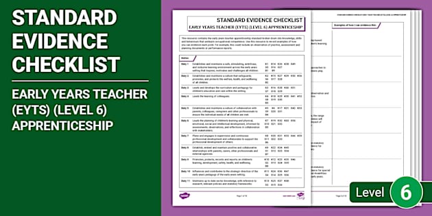 EYTS Apprenticeship (Level 6) Standard Evidence Checklist