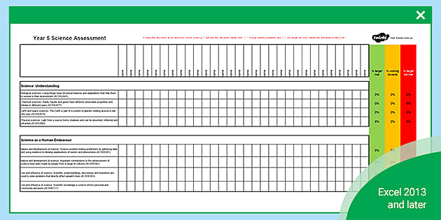 WA Curriculum Year 5 Science Assessment Tracker - Twinkl