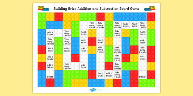 EYFS Building Brick Addition and Subtraction Board Game - add