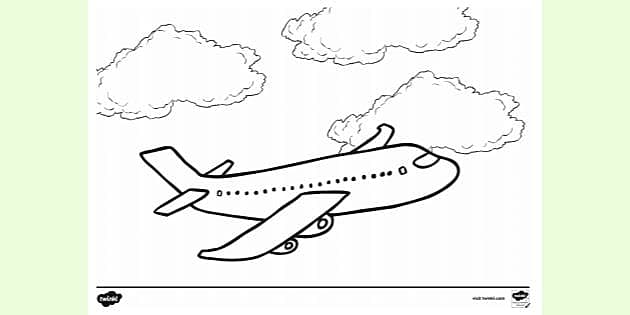 Easy How to Draw an Airplane Tutorial Video and Airplane Coloring Page