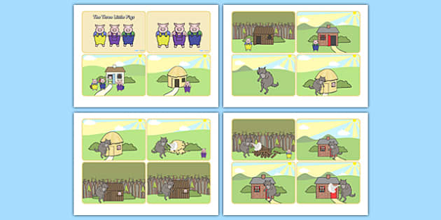 The 3 Little Pigs Story Sequencing - Twinkl
