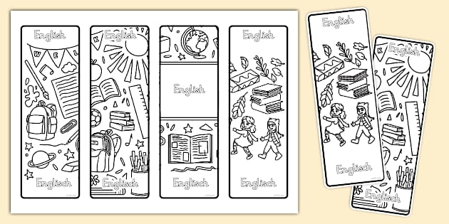Englisch Lesezeichen zum Ausmalen (teacher made) Twinkl