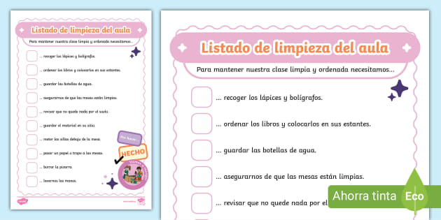 Listado De Limpieza Del Aula Teacher Made Twinkl Listado De Limpieza Del Aula Teacher Made Twinkl