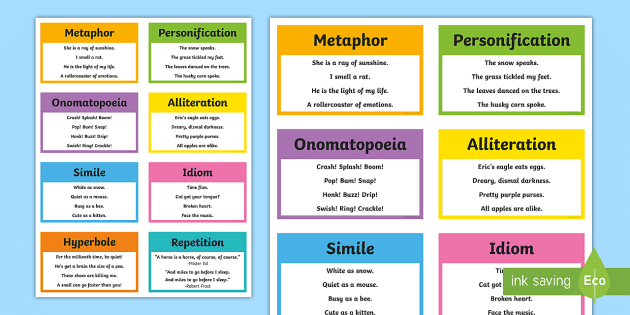 Figurative Language Example Reference Cards