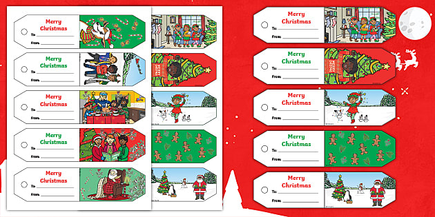 Santa's Workshop Gold Christmas Gift Stickers for Kids