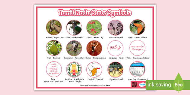 Tamil Nadu State Symbols - Posters (teacher made) - Twinkl
