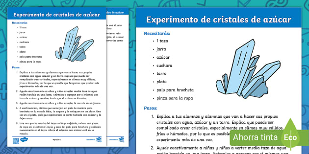 Experimento Cristales de azúcar Hecho por educadores