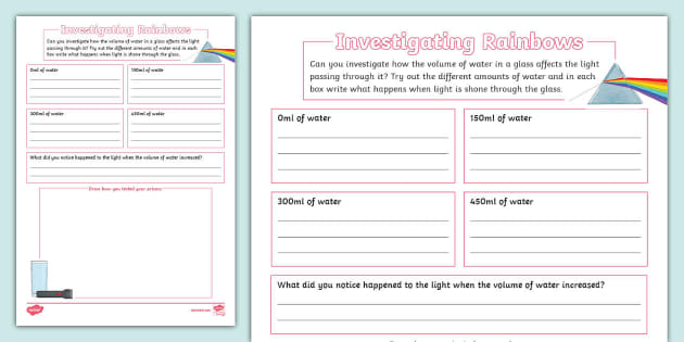 Rainbow Science Investigation Worksheet (Teacher Made) Rainbow Science Investigation Worksheet (Teacher Made)