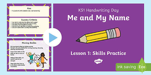KS1 Me and My Name Handwriting Day Lesson 1 Skills Practice PowerPoint