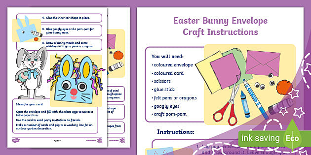 Easter Bunny Envelope Craft Instructions (Teacher-Made)