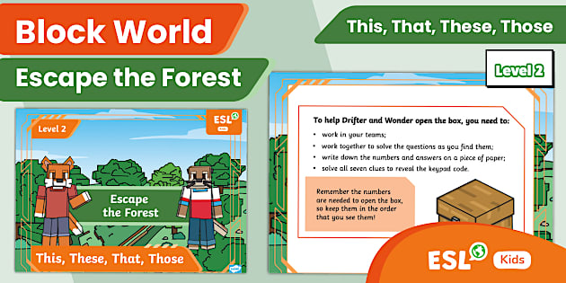 ESL Gamified Grammar: Block World Level 2 - Escape the Forest