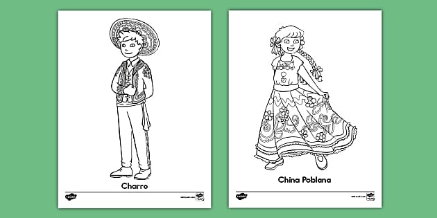 Traditional Mexican Clothing Coloring Sheets (Teacher-Made)