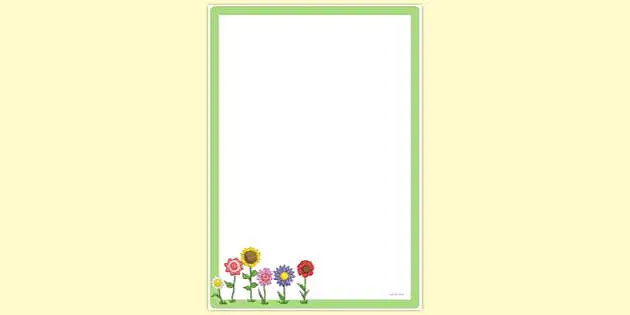 Watercolour Flower Border Lined A4 Paper, Instant Download, Printable Paper  