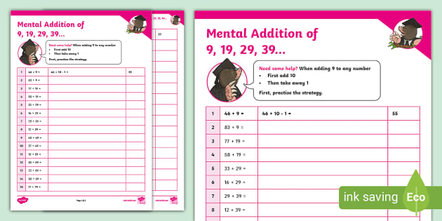 Mental Addition of 9, 19, 29, 39 … (Teacher-Made) - Twinkl