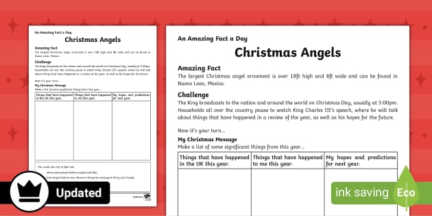 Amazing Fact a Day KS2 Countdown to Christmas Day 6 Christmas Messages