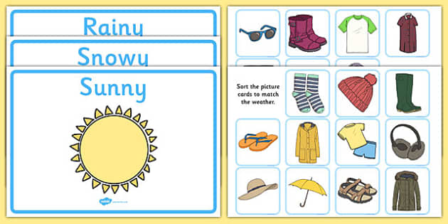 Weather Clothes Sorting Activity - ESL Clothes Vocabulary