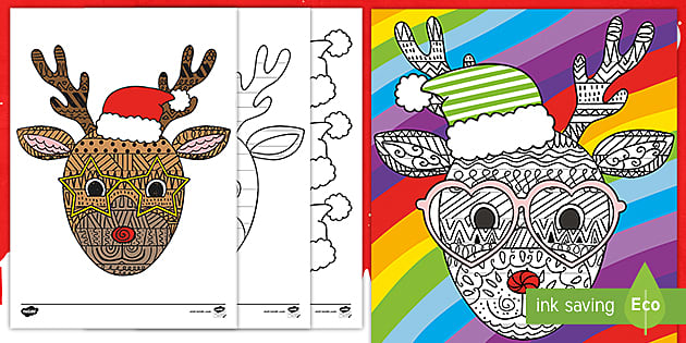 Mindfulness Colouring Funky Reindeer (teacher made)