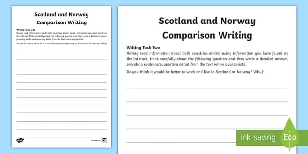 Scotland and Norway Comparison Writing Worksheet - Twinkl